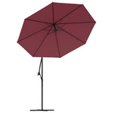Cantilever Garden Parasol with LED Lights and Steel Pole Wine Red 313780