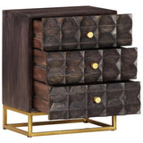 Bed Cabinet Black Solid mango wood, brass powder-coated iron Medium 320813