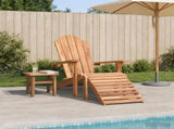 Garden Adirondack Chair with Footrest Natural Solid Teak Wood 42041352