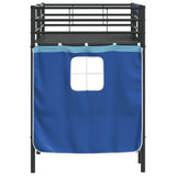 Kids'Loft Bed Frame with Curtains Black and Blue 90 x 190 cm 42020796