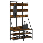 ZNTS Clothes Rack with Shoe Storage Smoked Oak 100x40x184 cm 837859