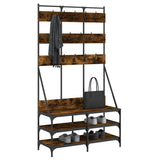 ZNTS Clothes Rack with Shoe Storage Smoked Oak 100x40x184 cm 837859