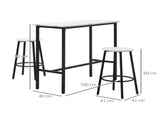 Three-Piece Marble-Effect Bar Table Set - White/Black T3398P329533