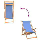 Folding Beach Chair Solid Wood Teak Blue 317697