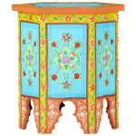 ZNTS Hand-painted Side Table Multicolour 38x33x42 cm Solid Mango Wood 285879