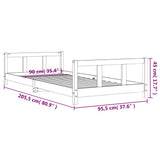 Kids Bed Frame White 90x200 cm Solid Wood Pine 834424