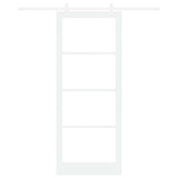 Sliding Door White 93 x 232 cm Solid Pine Wood and Glass 3332264