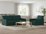Sofa Set 2 pcs Dark Green Fabric 3433153