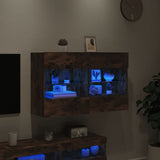 TV Wall Cabinet with LED Lights Smoked Oak 98.5x30x60.5 cm 837110