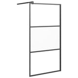 Walk-in Shower Wall 100x195 cm Half Frosted ESG Glass Black 151874
