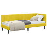 Corner Bed Frame with Headboard Yellow 80 x 200 cm Velvet 42016334