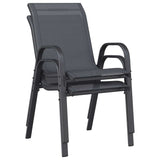 Stackable Garden Chairs 2 pcs Grey Textilene Fabric 318778