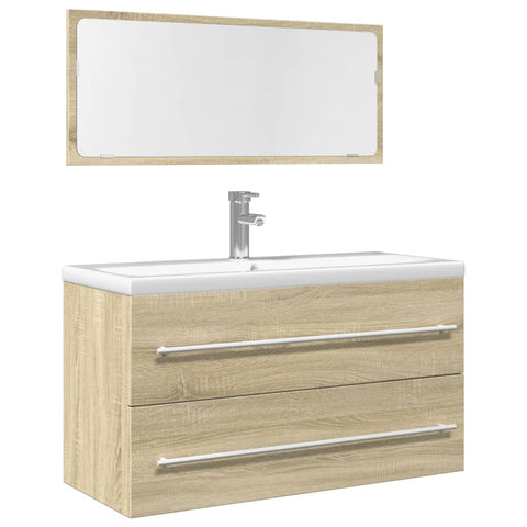 ZNTS 2 Piece Bathroom Furniture Set Sonoma Oak Engineered Wood 856385