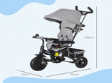 6 in 1 Kids Trike Push Bike w/ Push Handle, Canopy, 5-point Safety Belt, Storage, Footrest, Brake, T3398P348141