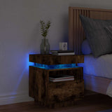 Bedside Cabinet with LED Lights Smoked Oak 40x39x48.5 cm 836792