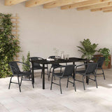 Garden Dining Set 7 pcs Black Powder-Coated Steel 3379384