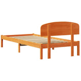Bed Frame with Headboard Wax Brown 90 x 190 cm Solid Pine Wood 872088