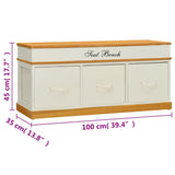 Storage Bench Solid Paulownia Wood 100 cm 240803