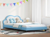 Children's Bed Frame with Headboard Blue 90 x 200 cm PU 42011186