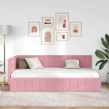 Corner Bed Frame with Headboard Pink 100 cm x 200 cm Velvet 42016320
