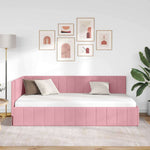 Corner Bed Frame with Headboard Pink 100 x 200 cm Velvet 42016320