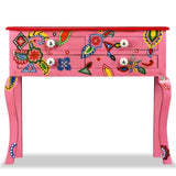 ZNTS Console Table Solid Mango Wood Pink Hand Painted 244597