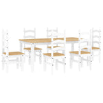 ZNTS 7 Piece Dining Set Panama White Solid Wood Pine 3345214