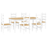 ZNTS 7 Piece Dining Set Panama White Solid Wood Pine 3345214