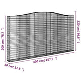 Arched Gabion Baskets 2 pcs 400x30x200/220 cm Galvanised Iron 3145891
