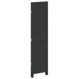 Room Divider 3 Panels Black Solid Wood Paulownia 358845