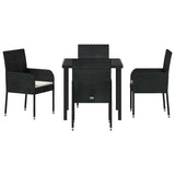 Garden Dining Set with Cushion 5 pcs Black Poly Rattan 3380100