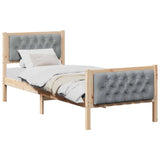 Bed Frame with Headboard Light Grey 75 x 190 cm Solid Pine Wood 878439