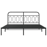 Metal Bed Frame without Mattress with Headboard Black 180x200cm 377121