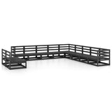 11 Piece Garden Lounge Set Black Solid Pinewood 3075878