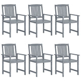 Garden Chair Set of 6 Grey Solid Acacia wood Standard Durable 3078205
