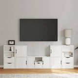 5 Piece TV Units with Storage ODDA White Solid Wood Pine 3365383