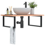 Basin Shelf Wall Mounted Steel and Solid Wood Oak 3302645
