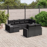 10 Piece Garden Sofa Set with Cushions Black Poly Rattan 3228895