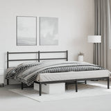 Metal Bed Frame without Mattress with Headboard Black 193x203cm 355371