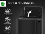 50L Dual Compartment Stainless Steel Bin, with Deodoriser Holders - Black T3398P343174