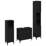 Bathroom Furniture Set with Drawer 3 pcs Black 30 x 30 x 180 cm 3333087