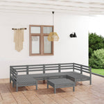 ZNTS 7 Piece Garden Lounge Set Grey Solid Wood Pine 3083401