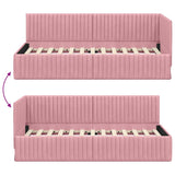 Corner Bed Frame with Headboard Pink 90 x 190 cm Velvet 42016259
