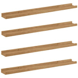 Wall Shelf with Shelf 4 pcs Brown 80 x 9 x 3 cm Engineered Wood 42020018