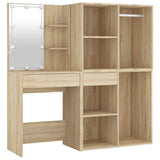 LED Dressing Table with 2 Cabinets Sonoma Oak Engineered Wood 3082029