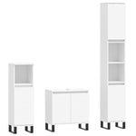 ZNTS 3 Piece Bathroom Cabinet Set White Engineered Wood 3187797