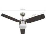 Ceiling Fan with Light and Remote Control 108 cm Dark Brown 51491