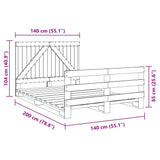 Bed Frame without Mattress with Headboard 140x200 cm Solid Wood 3281558