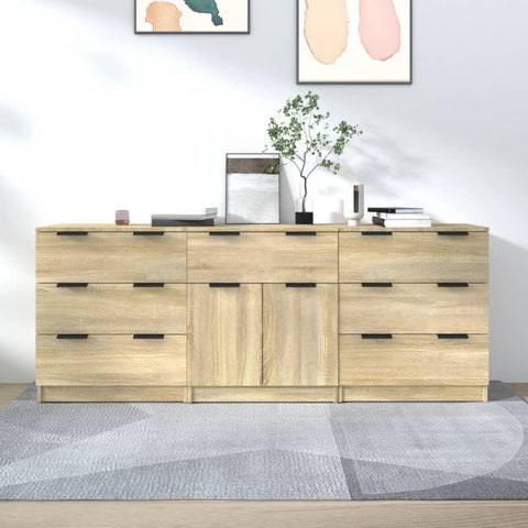 3 Piece Sideboards Sonoma Oak Engineered Wood 3115798