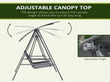 2 Seater Garden Swing Chair, Outdoor Canopy Swing Bench with Adjustable Shade and Metal Frame, Dark T3398P315861